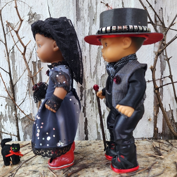 🎨 8 Inch Little Bitty Baby Traditional Gothic Boy and Girl Outfits - Picture 8 of 15